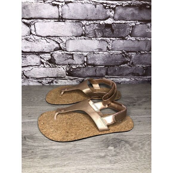 Feel Grounds Seaside Luxe Rose Pink Leather Strap Cork Flat Sandals Women Sz 42 - Picture 8 of 16